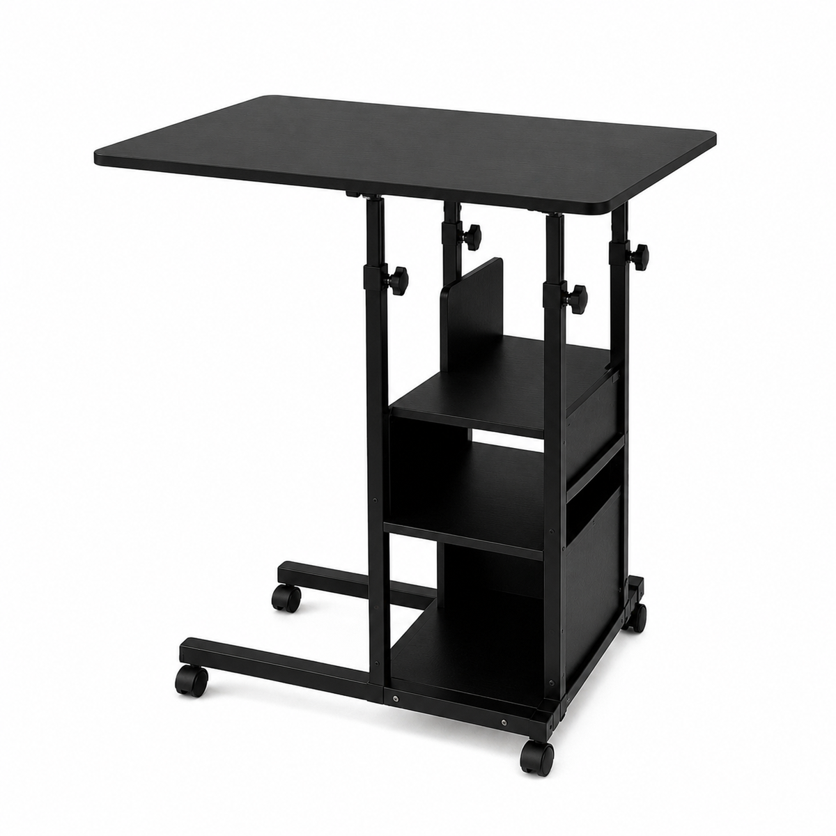 Modern Adjustable Rolling Laptop Desk with Storage