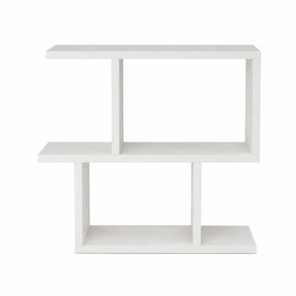 Modern White Asymmetrical Display Console Table with Open Storage Shelves