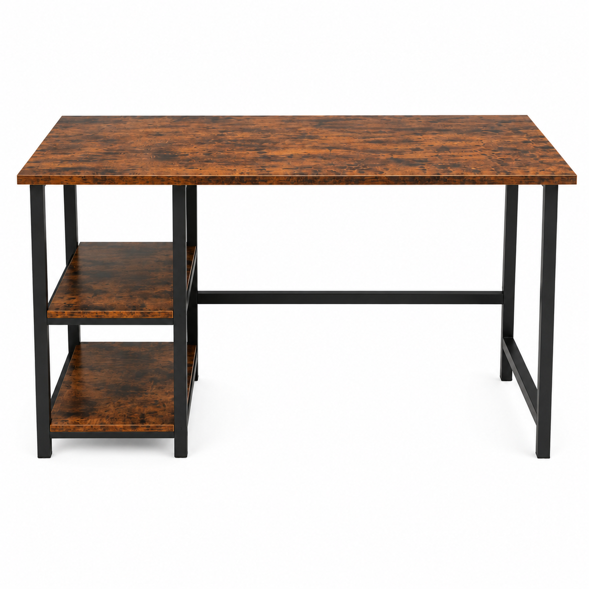 Modern Industrial Computer Desk with Storage Shelves
