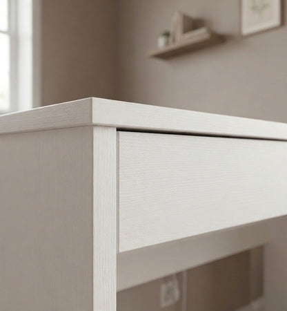 KOMTO White Desk with 1 Drawer - 100 x 53 x 76 cm Office Computer Desk for Small Work Space with Storage