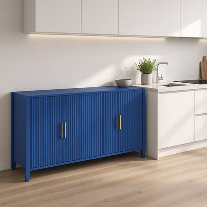 Modern Blue Fluted Storage Cabinet