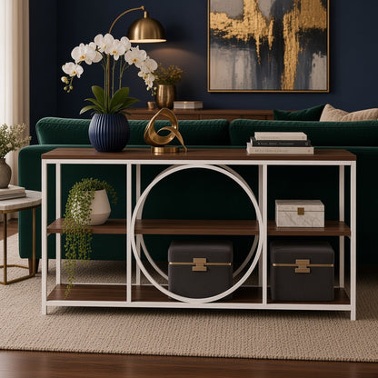 Modern Console Table with Geometric Circle Design