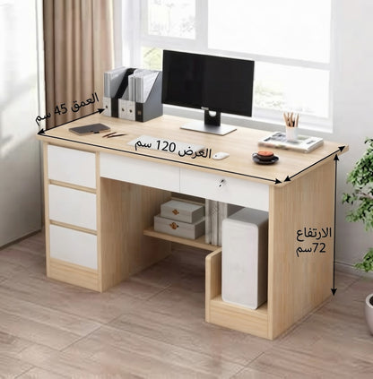 Qualife Office Desk Table Computer Table Desk with Drawer Keyboard Tray CPU Bracket Home Office Desk Study Writing Desk Multipurpose Computer Workstation White (five drawers)