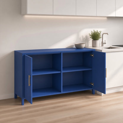 Modern Blue Fluted Storage Cabinet