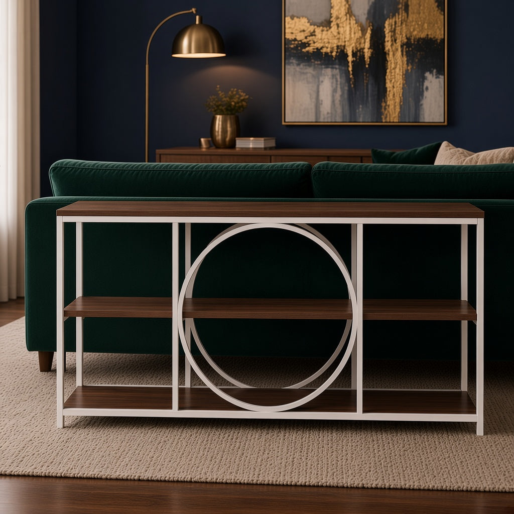 Modern Console Table with Geometric Circle Design