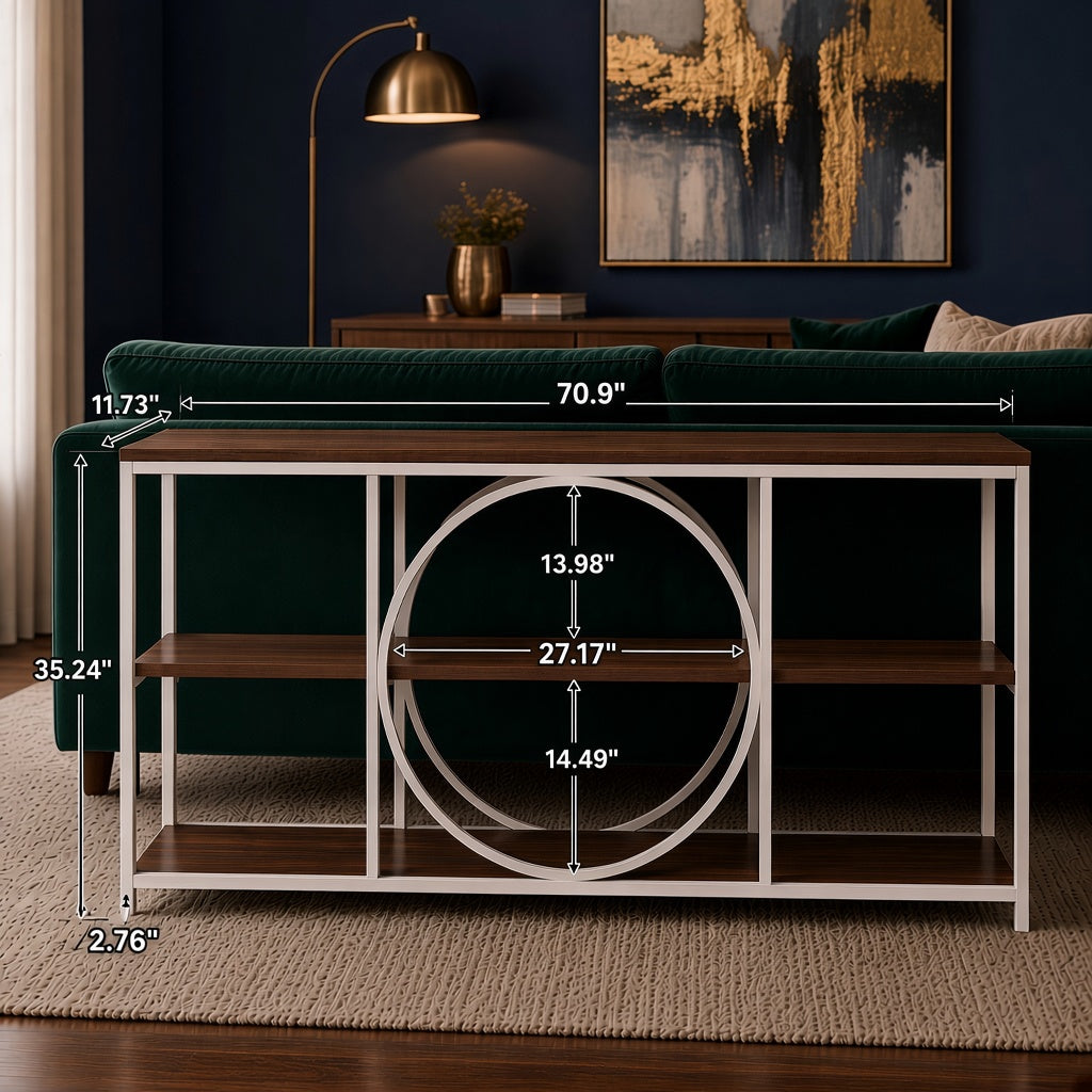 Modern Console Table with Geometric Circle Design
