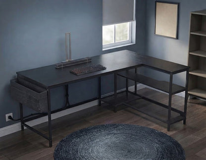 L Shaped Gaming Computer Desk with Power Outlets