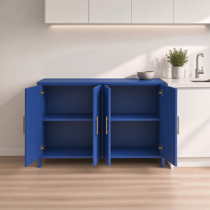 Modern Blue Fluted Storage Cabinet