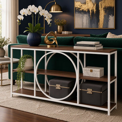 Modern Console Table with Geometric Circle Design
