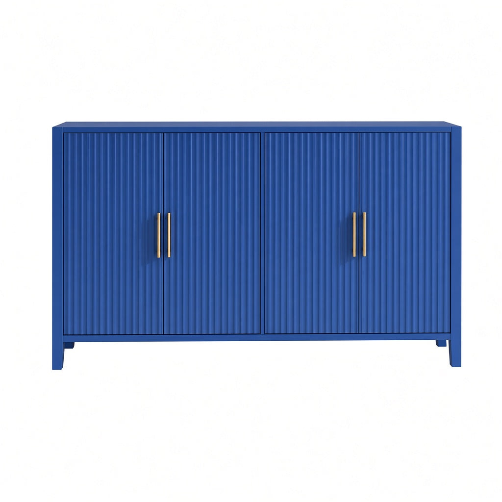 Modern Blue Fluted Storage Cabinet